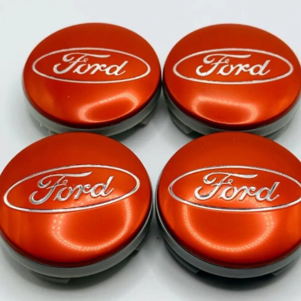 Set of 4 Red 2-1/8" Ford 54mm OEM Wheel Rim Center Caps 6M-21-1003 AA 6M-21-…